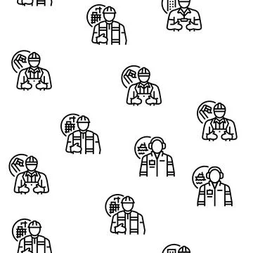 Engineer technology work man vector seamless pattern Stock Illustration