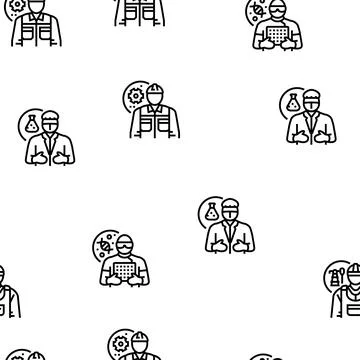 Engineer technology work man vector seamless pattern Stock Illustration
