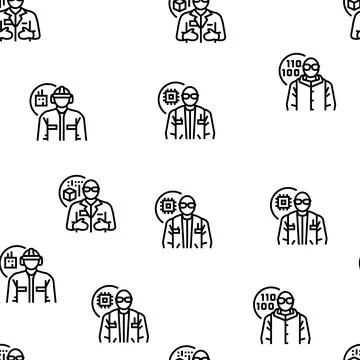 Engineer technology work man vector seamless pattern Stock Illustration