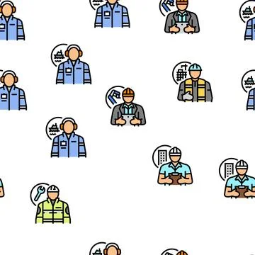Engineer technology work man vector seamless pattern Stock Illustration