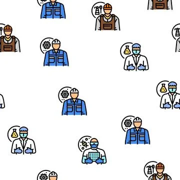 Engineer technology work man vector seamless pattern Stock Illustration