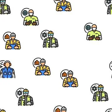 Engineer technology work man vector seamless pattern Stock Illustration