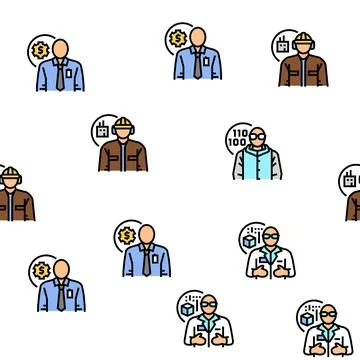 Engineer technology work man vector seamless pattern Stock Illustration