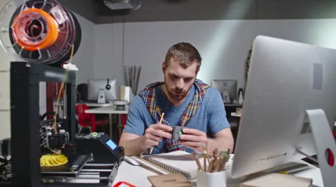 Engineer Testing 3d Printed Puzzle Stock Footage 68554427