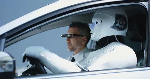 Engineer testing car driving robot Stock Footage 108120433