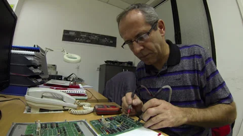 Engineer Testing A Circuit Board Stock Footage 38146415