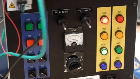 Engineer testing panel with lights Stock Footage 93247637