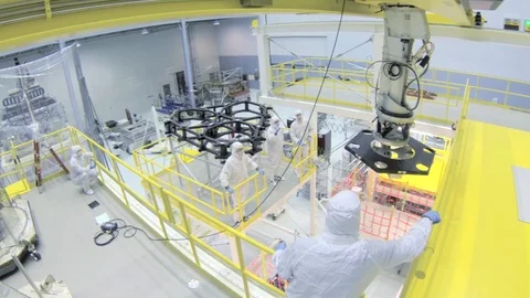 Engineer testing robotic-like fixture at NASA Goddard Space Flight Center - 2013 Stock Footage 112134611