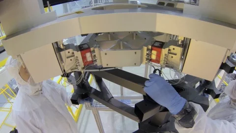 Engineer testing robotic-like fixture at NASA Goddard Space Flight Center - 2013 Stock Footage 112134647