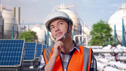Engineer Thinking About Something at Energy Complex Stock Footage 330181687