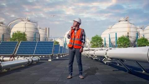 Engineer Thinking About Something at Energy Complex Stock Footage 330183956