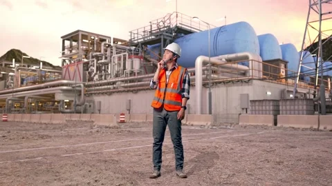 Engineer Thinking About Something at Gas Plant Stock Footage 337761852