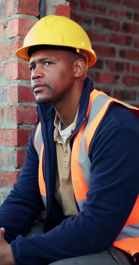 Engineer, thinking or black man at construction site with PPE, problem solving Stock Footage 336225765