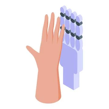 Engineer touching bionic hand with artificial sensors 스톡 일러스트