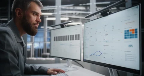 Engineer Troubleshooting Data Center Infrastructure After Critical Temperature Stock Footage 344964786