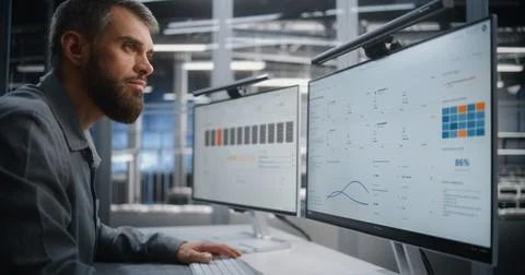 Engineer Troubleshooting Data Center Infrastructure After Critical Temperature 스톡 사진