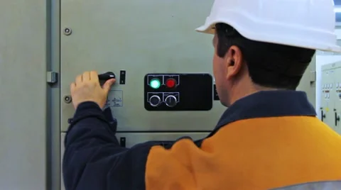 Engineer Turns Off Equipment Closeup Stock Footage 10790349