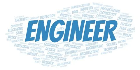 Engineer typography word cloud create with the text only Stock Illustration