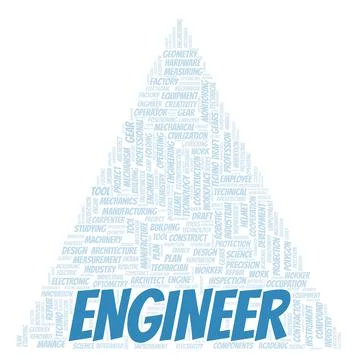 Engineer typography word cloud create with the text only Stock Illustration