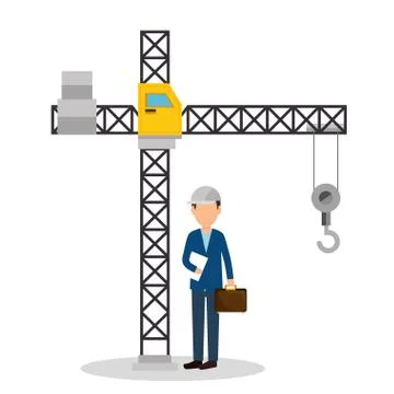 Engineer with under construction icons Stock Illustration