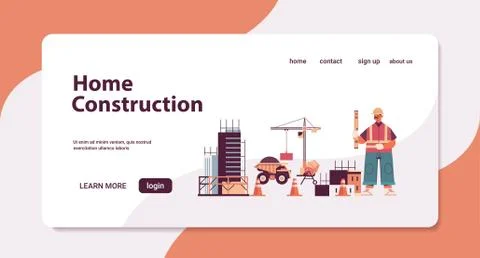 Engineer in uniform holding level construction of buildings concept Ilustración de archivo