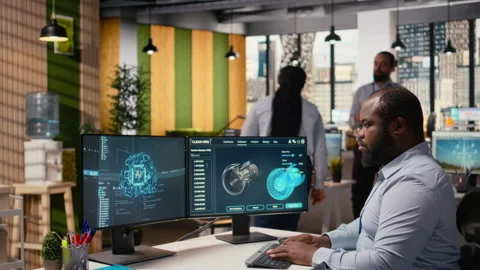 Engineer upgrades turbine with machine learning to maximize sustainability Stock Footage 316006029