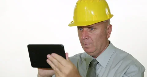 Engineer Use Tablet Internet Connection Accessing Electronic Database Program Stock-Footage 54538942
