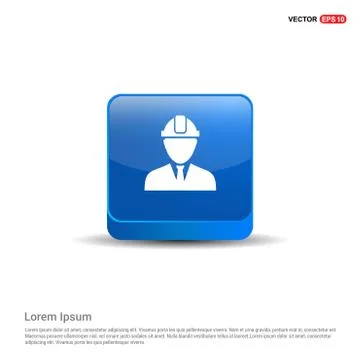 Engineer user Icon  - 3d Blue Button Stock Illustration