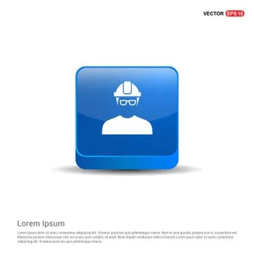 Engineer user Icon  - 3d Blue Button Stock Illustration