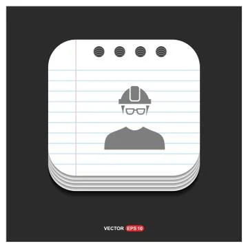 Engineer user Icon  Gray icon on Notepad Style template Vector EPS 10 Free Ic Stock Illustration
