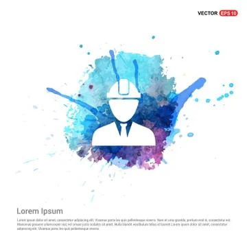 Engineer user Icon  - Watercolor Background Stock Illustration