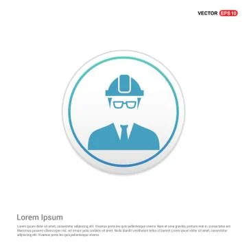 Engineer user Icon  - white circle button Stock Illustration