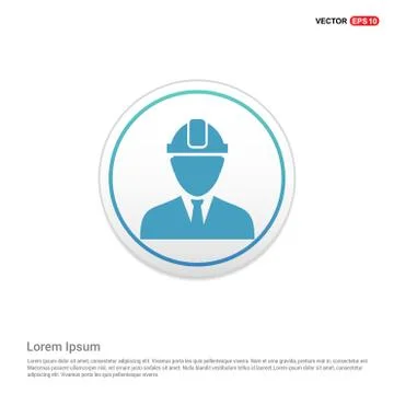 Engineer user Icon  - white circle button Stock Illustration