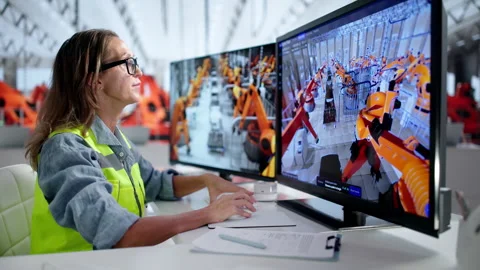 Engineer Uses 3D Simulation Software Stock Footage 347288134