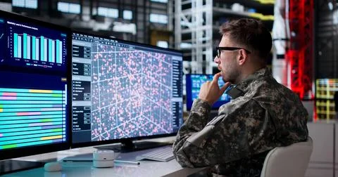 Engineer Uses Computer Software To Design Advanced Rocket Parts For Space Mis Stock Photos