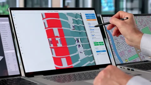 Engineer Uses Computer Software Stock Footage 334537918