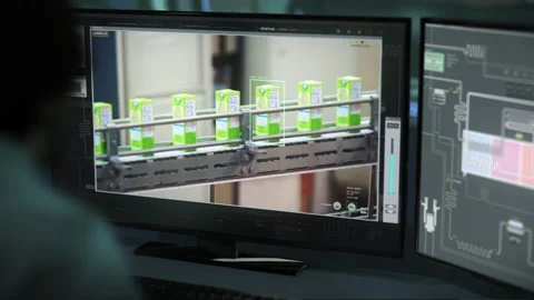 Engineer Uses High Tech Program To Monitor Product Manufacturing Process Stock Footage 273322840