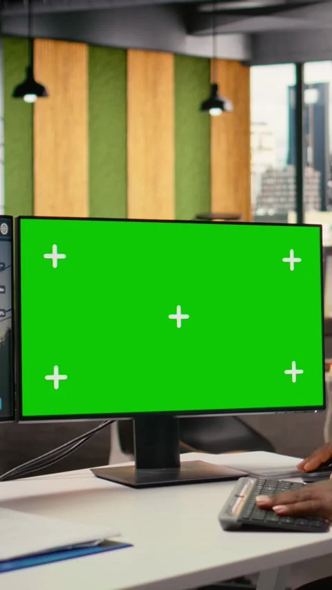 Engineer uses isolated screen computer to develop smart electric grid Stock Footage 315475323