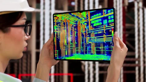 Engineer Uses Thermal Camera Inspecting Pipelines Stock Footage 334928734