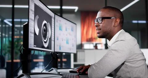 Engineer Using 3D CAD Software Foto stock