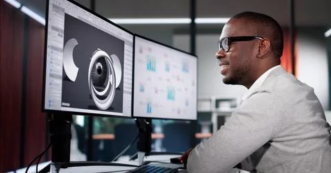 Engineer Using 3D CAD Software Stock Photos