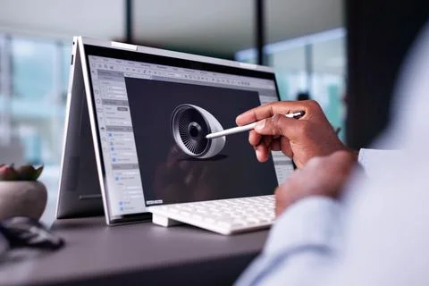 Engineer Using 3D CAD Software 写真素材