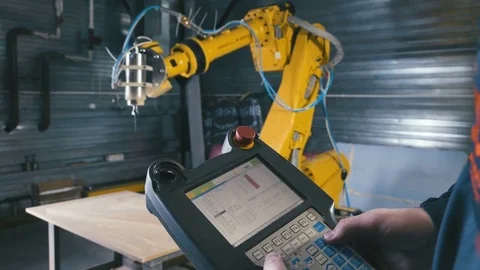 Engineer Using Automated Machine And manufacturing Wire. Machine tool Stock-Footage 72941356