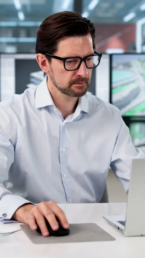 Engineer Using BIM And GIS Software Stock Footage 335458932