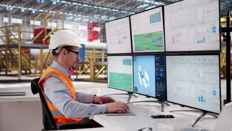 Engineer Using Computer To Design Detailed 3D Model Stock Footage 332498898