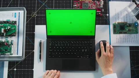 Engineer Using Green Screen Laptop Compu... | Stock Video | Pond5