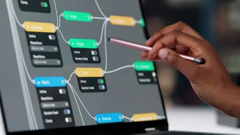 Engineer Using Node Editor Stock Footage 311201307