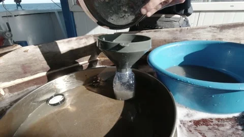 Engineer Using A Sifter To Sieve Mud Stock-Footage 150733236