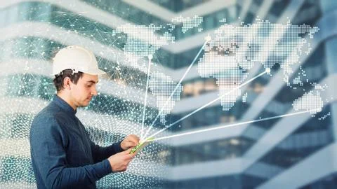 Engineer using tablet pc Stock Photos