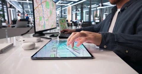 Engineer Utilizes GIS And BIM Technology For Property Assessment And Digital  Stock Photos